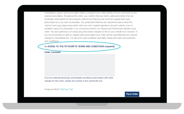 Website checkout page