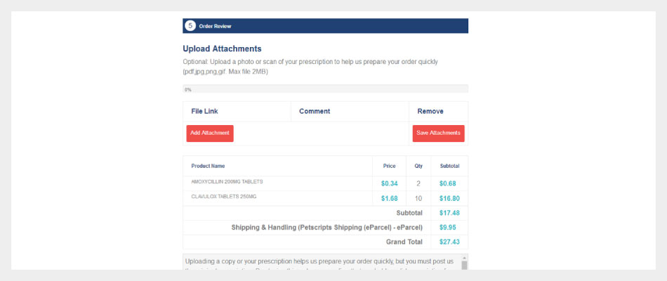 Website checkout page